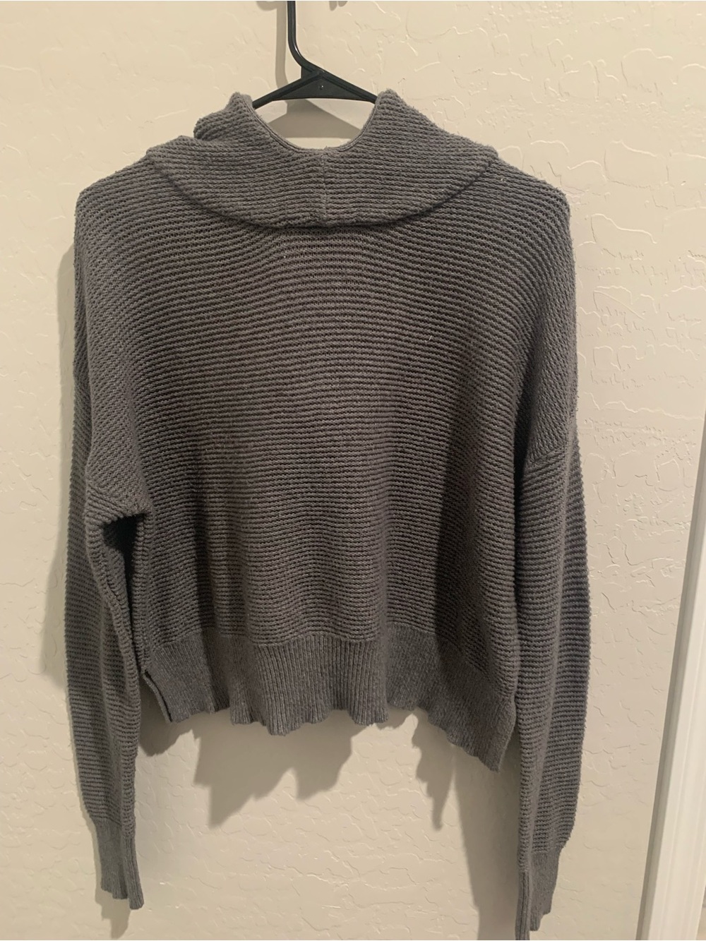 all in motion Gray Ribbed Funnel Neck Sweater